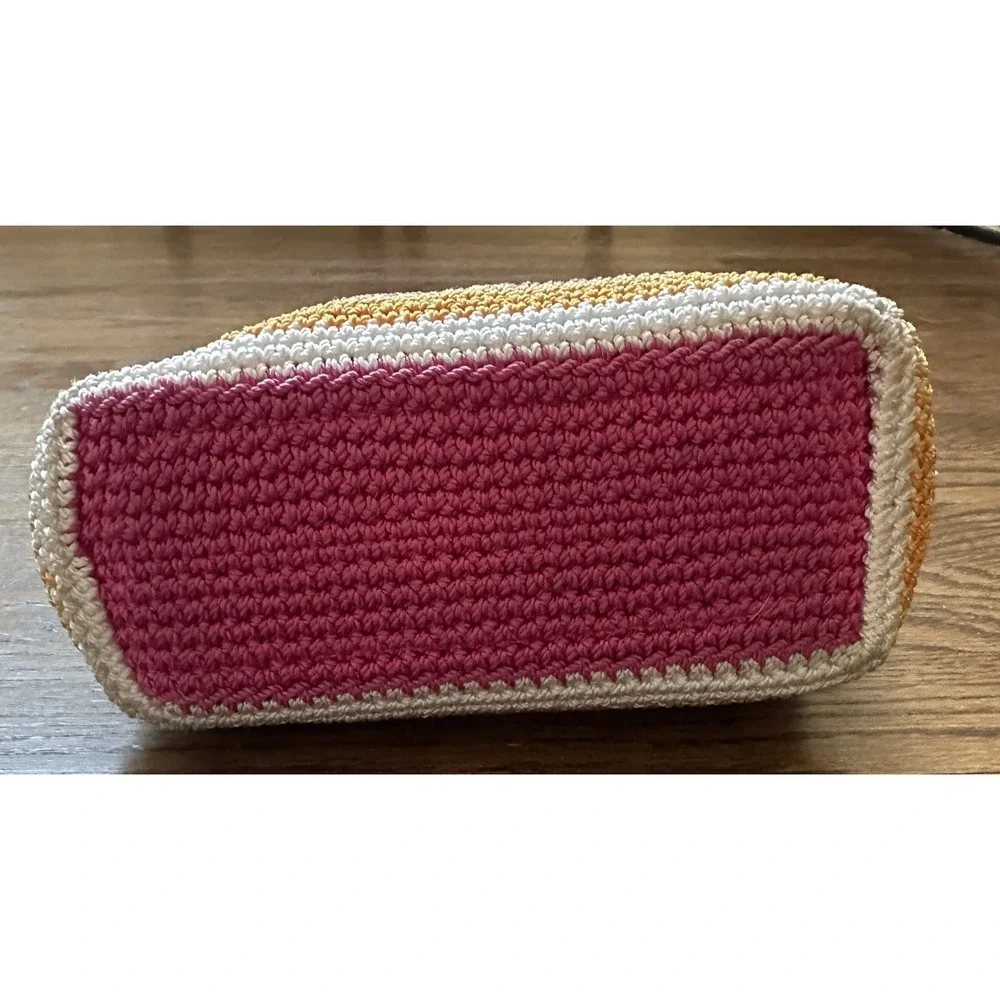 The Sak Indio Rainbow Stripe Crochet Purse Small Boho Retro Pink Y2K Bag